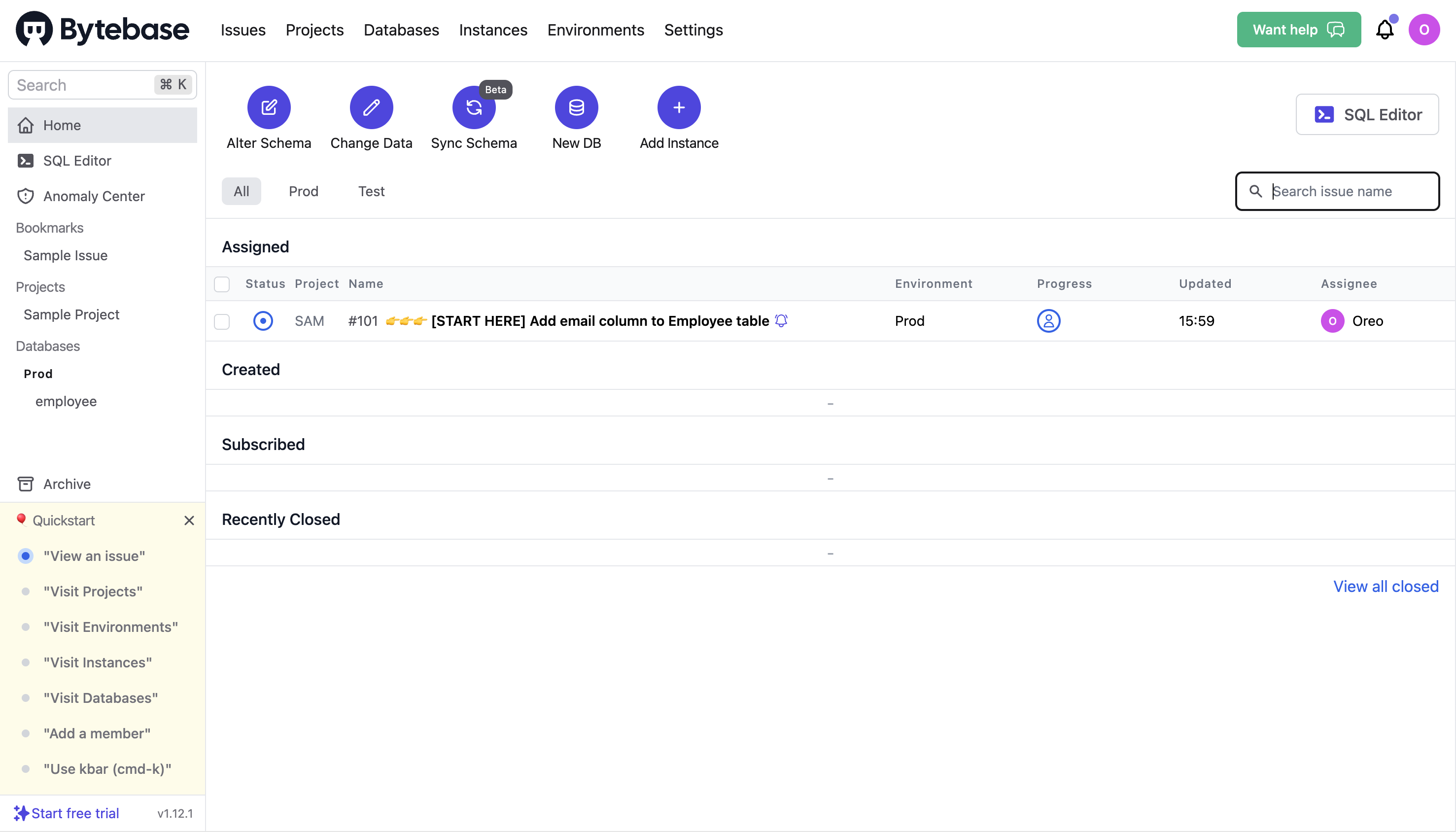 Bytebase dashboard