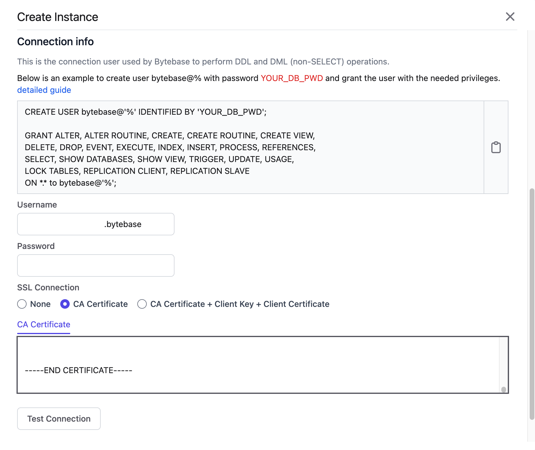 Integrate: configure connection